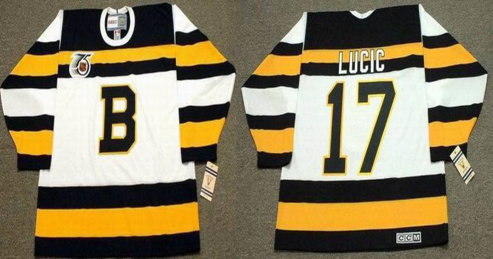 2019 Men Boston Bruins 17 Lucic White CCM NHL jerseys